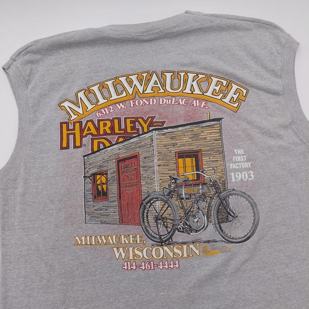 Vtg 80s Harley Davidson XL Sleeveless Shirt Motorcycle Tank Biker Wisconsin